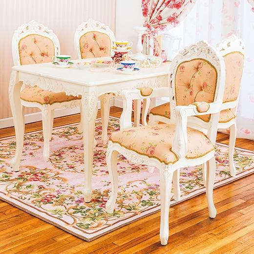 アンティーク調 ロココ調 姫家具 サイドテーブル 四つ葉のクローバー+