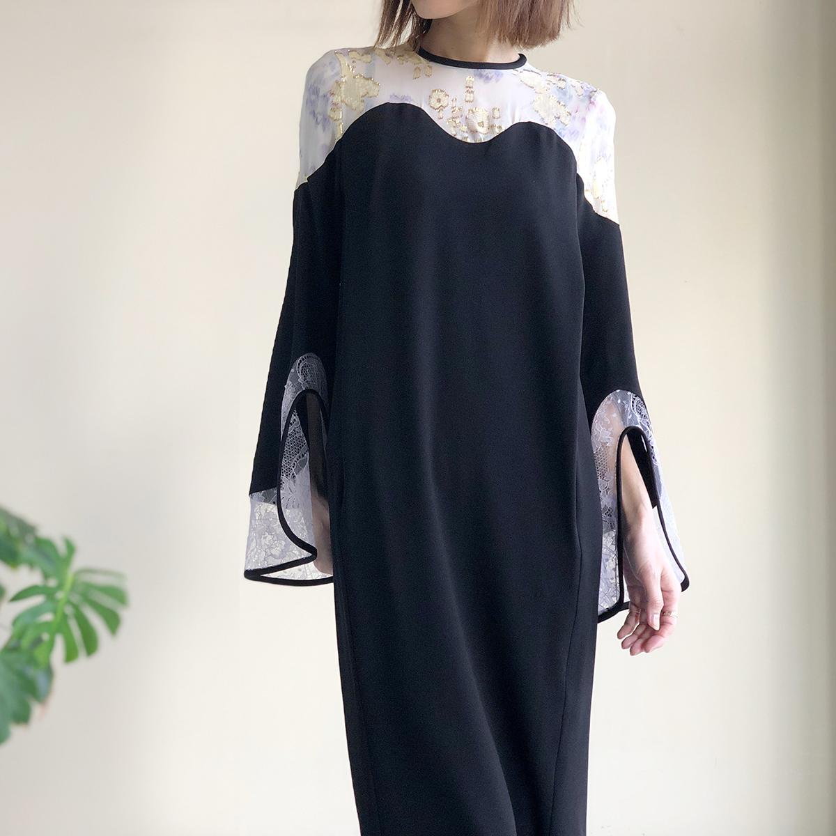 新商品のご紹介 Silk Lame Printed Sleeves I-Line Dress 1 | artfive.co.jp