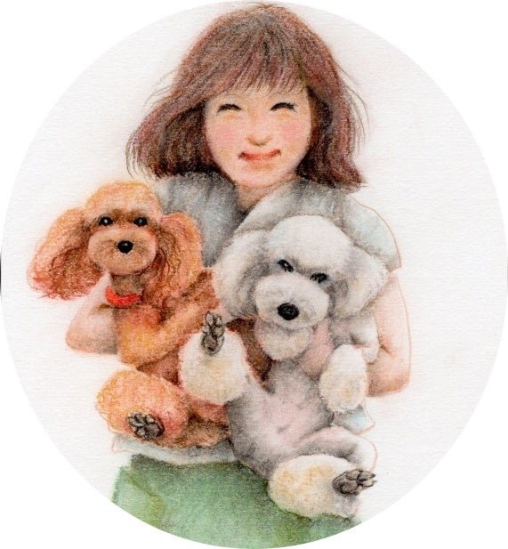 小さな絵画✨トイ•プードルを抱いてる少女 小さな絵画✨トイ•プードルを抱いてる少女 絵画